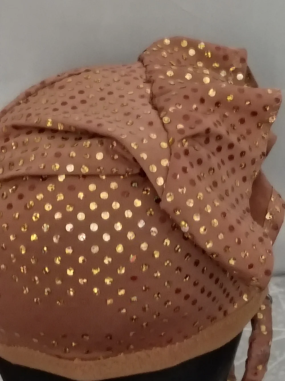 Women’s Fashion Headscarf with Gold Dots - Pink Brown